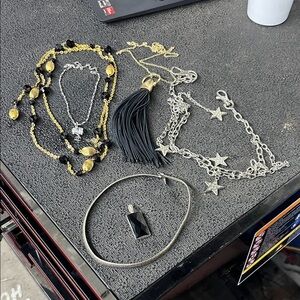 Elegant Silver and Gold Star Necklace Set